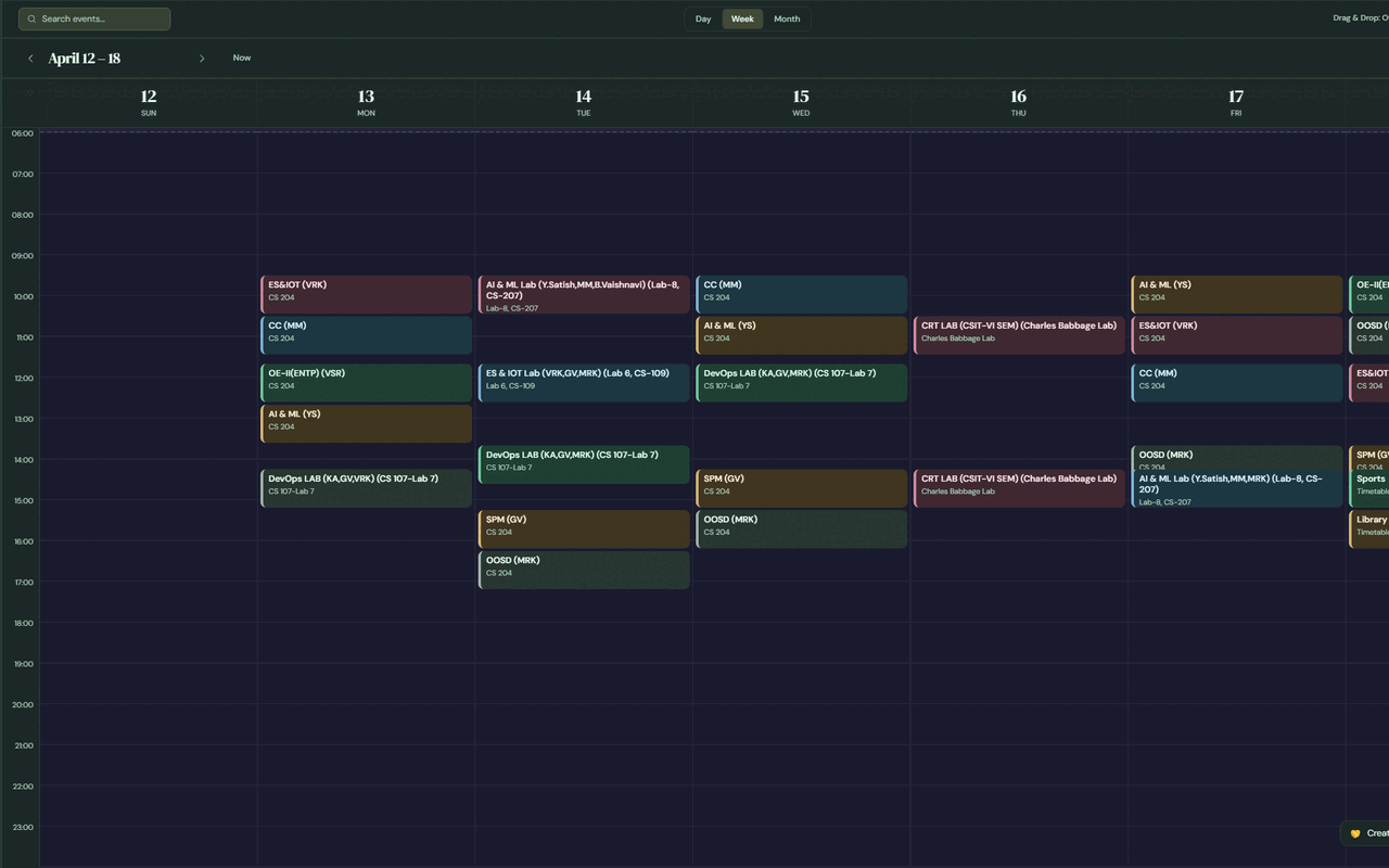 Kairo AI calendar showing events created from natural language input
